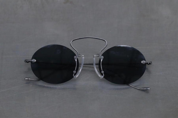 Rigards X UMA WANG Joint Steel Frameless Glasses RG00UW6(A) Series Collection RG-RG00UW6(A)-FGHYGH Retro Black Matte Gray Lenses